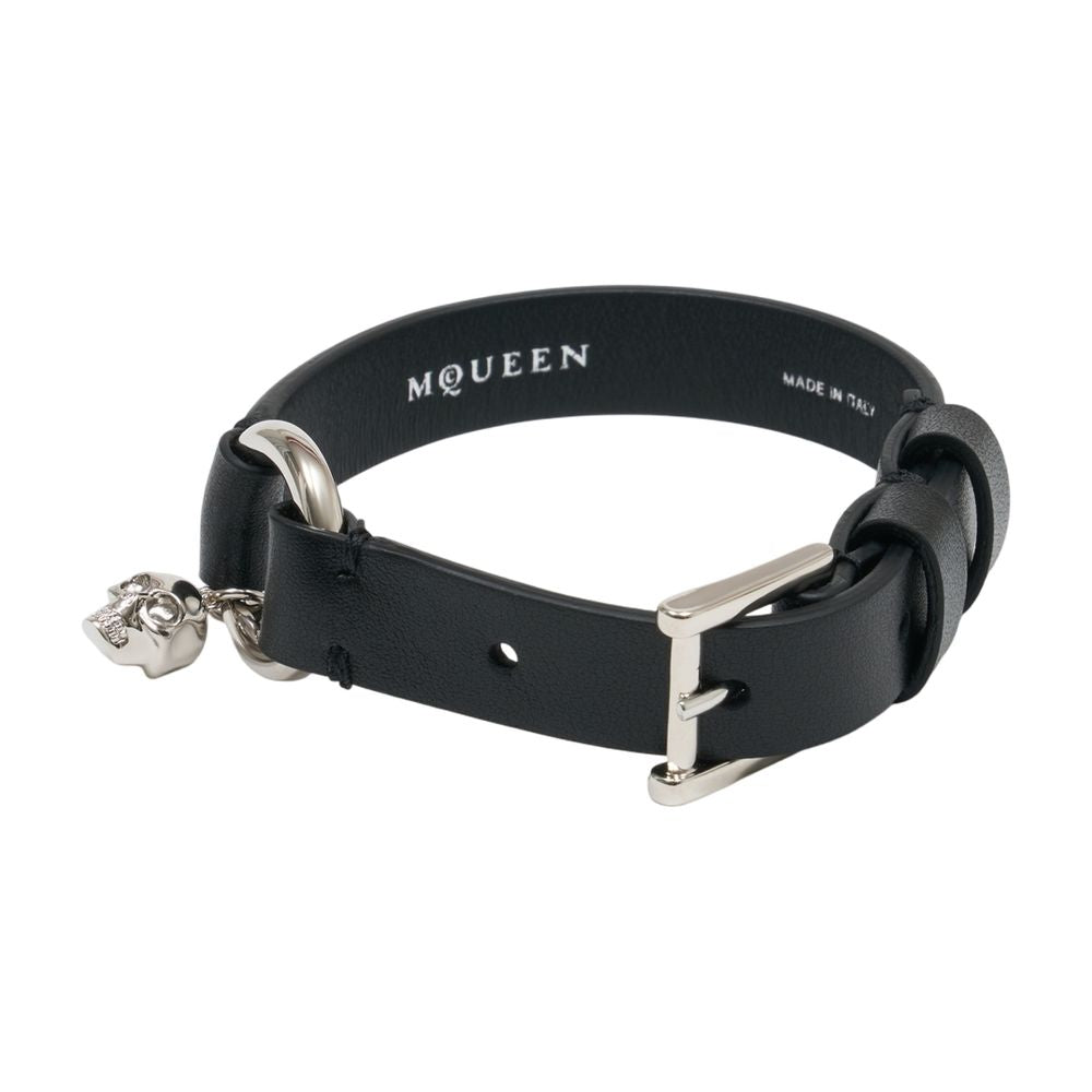 Alexander McQueen Leather Skull-Charm Belt — Black
