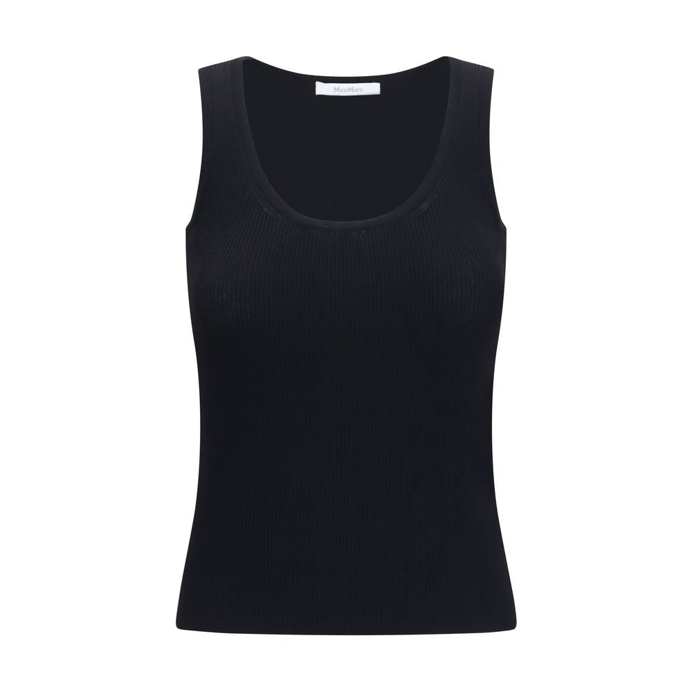 Max Mara Ribbed Viscose Tank Top — Black