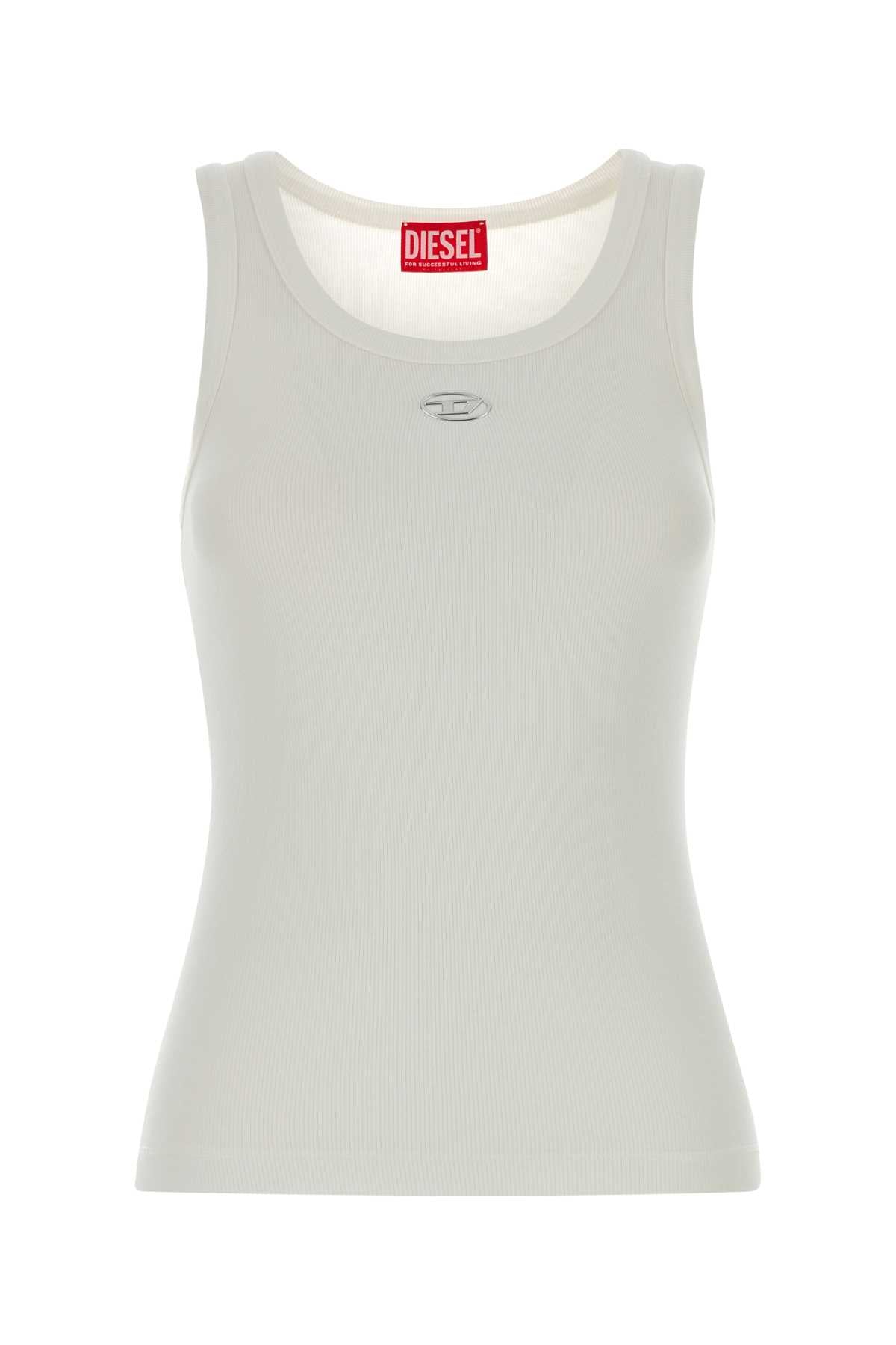 Diesel Stretch Cotton Ribbed Tank Top — White