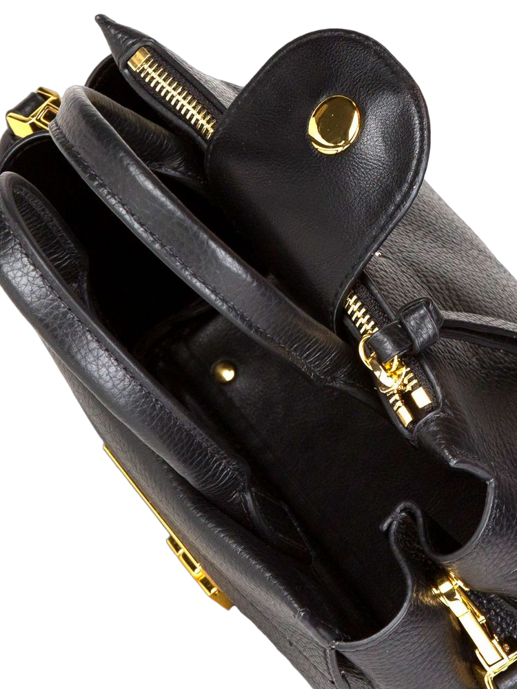 Coccinelle Grained Cowhide Leather Shoulder Bag — Black