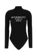 Givenchy Logo-Embroidered Ribbed Knit Bodysuit — Black