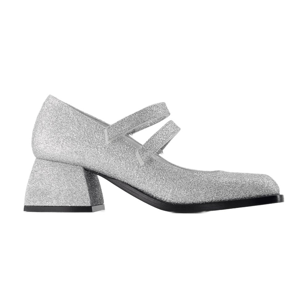 Nodaleto Silver Glitter Leather Pumps — Silver