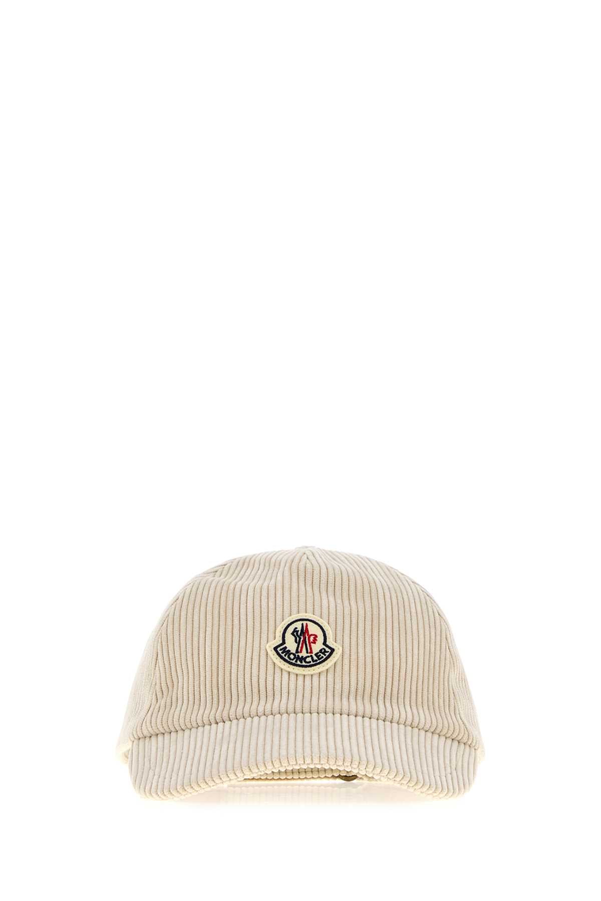 Moncler BASEBALL Stretch Corduroy Baseball Cap — Beige
