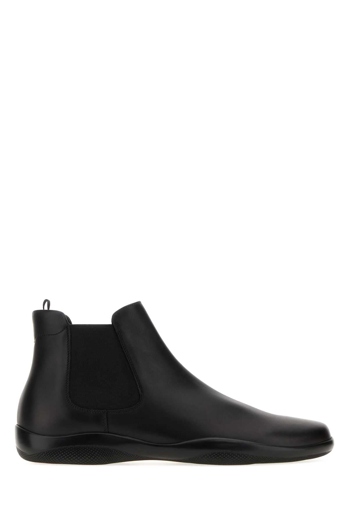 Prada Leather Chelsea Ankle Boot — Black
