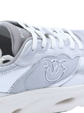 Pinko Calf Leather & Metallic Mesh Sneaker — Silver