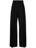 Ferragamo High-Waisted Wide-Leg Trousers — Black