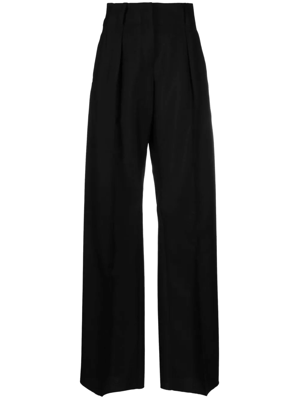 Ferragamo High-Waisted Wide-Leg Trousers — Black