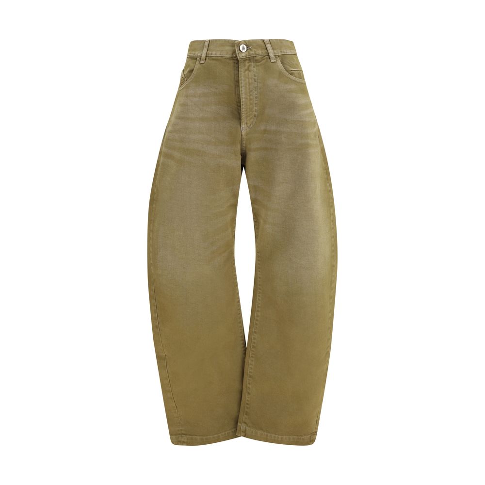 The Attico Wide-Leg Cotton Denim Jeans — Brown