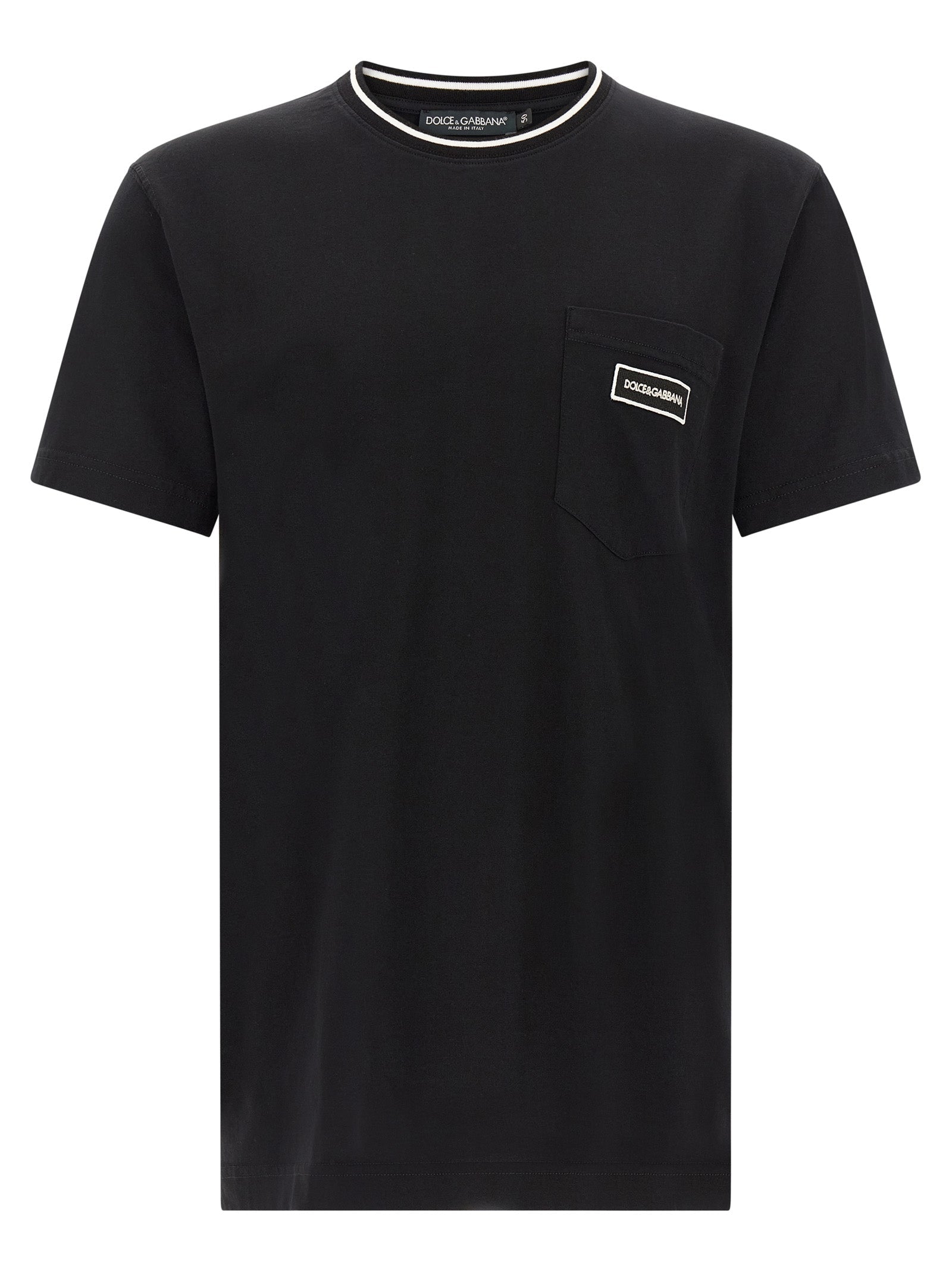 Dolce & Gabbana Logo-Patch Cotton Jersey T-Shirt — Black