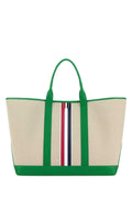 Thom Browne Canvas with Striped Detail Tote Bag — Green