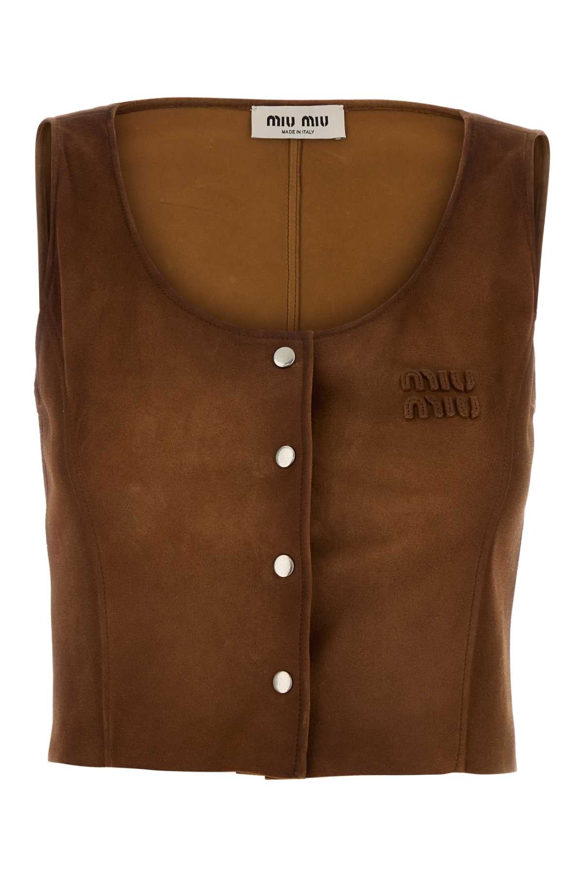 Miu Miu Pelle Tank Top — Brown