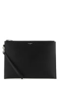 Saint Laurent Leather Zip Pouch Card Case — Black