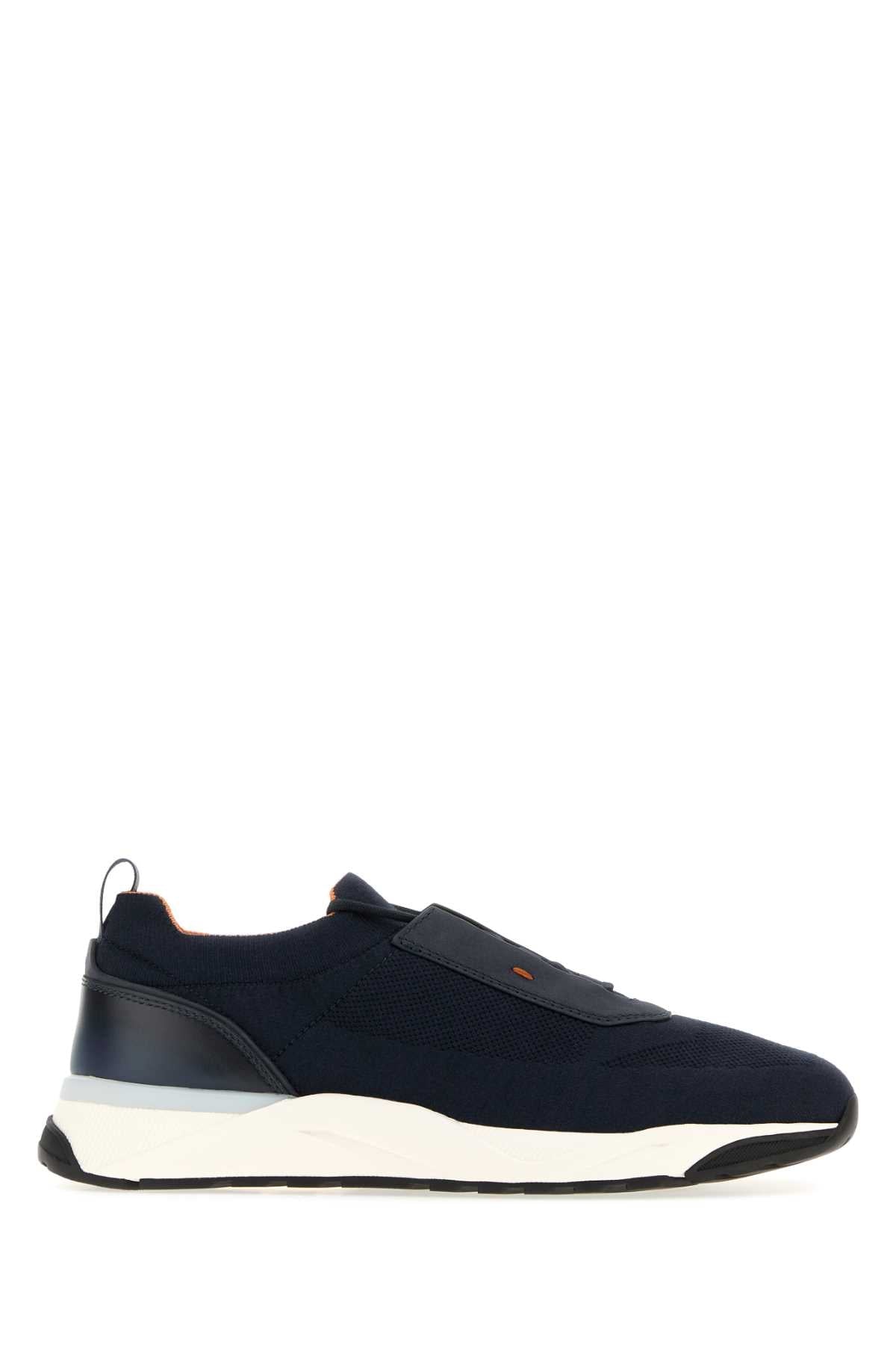 Santoni Knit Panel Slip-On Sneaker — Navy
