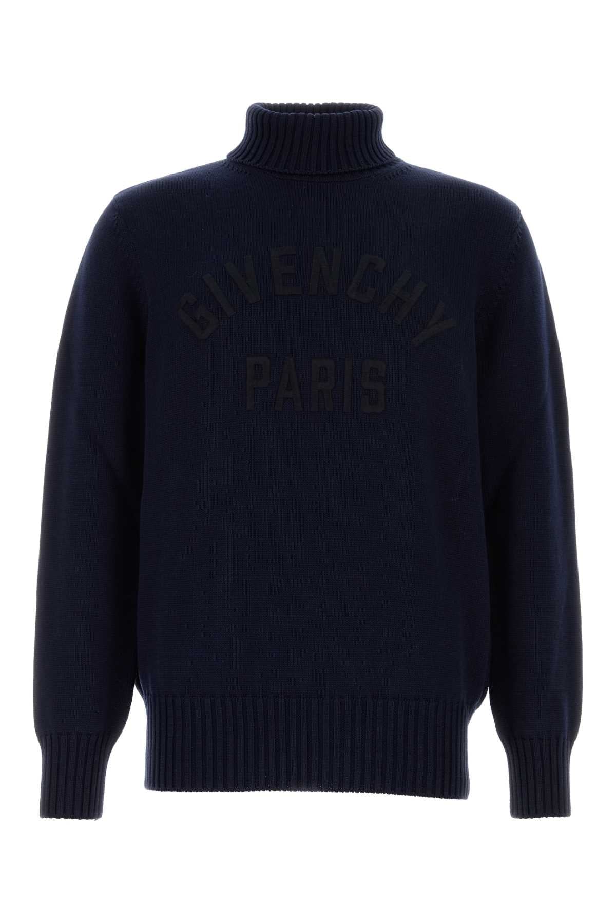 Givenchy Logo-Embroidered Cotton Sweater — Navy