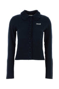 Chloé Wool-Knit with Peter Pan Collar Cardigan — Navy