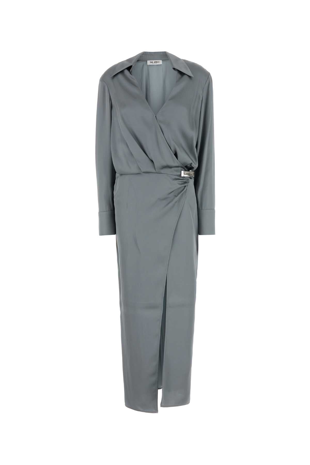The Attico Viscose Wrap Dress — Gray