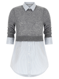 Alexander Wang Layered Wool and Cotton Blouse — Gray