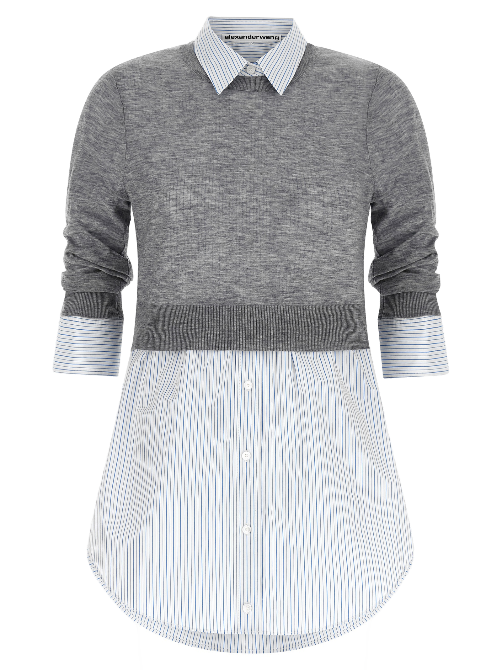 Alexander Wang Layered Wool and Cotton Blouse — Gray