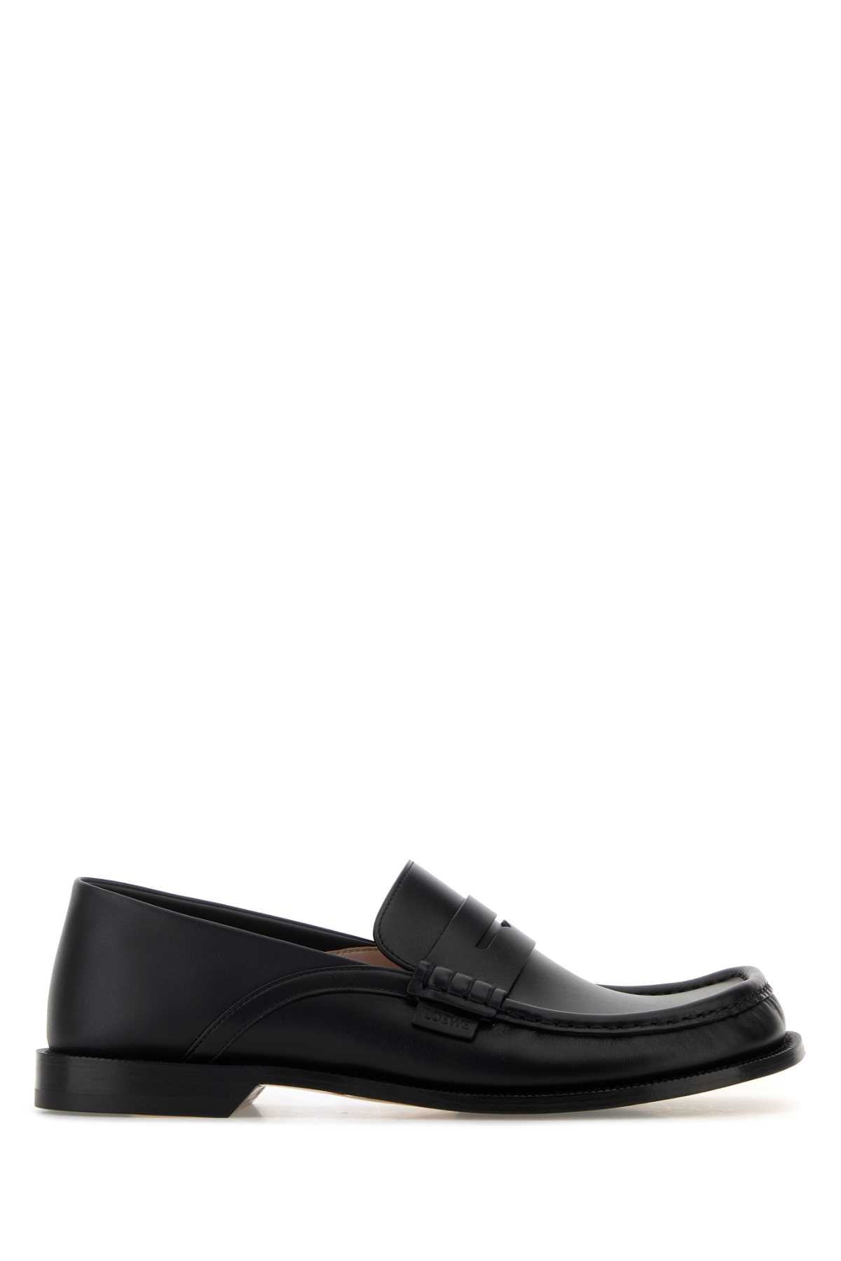 Loewe Leather Moccasin Loafer — Black