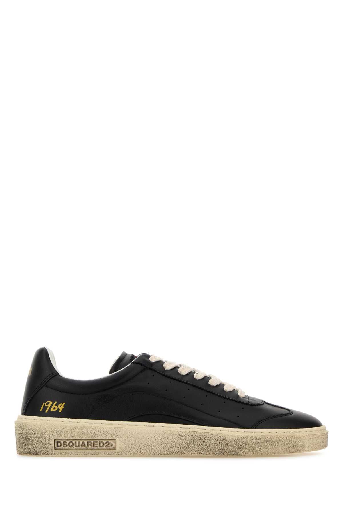 Dsquared2 Leather Low-Top Sneaker — Black