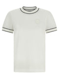 Brunello Cucinelli Sparkling Ribbed Trim Cotton T-Shirt — White