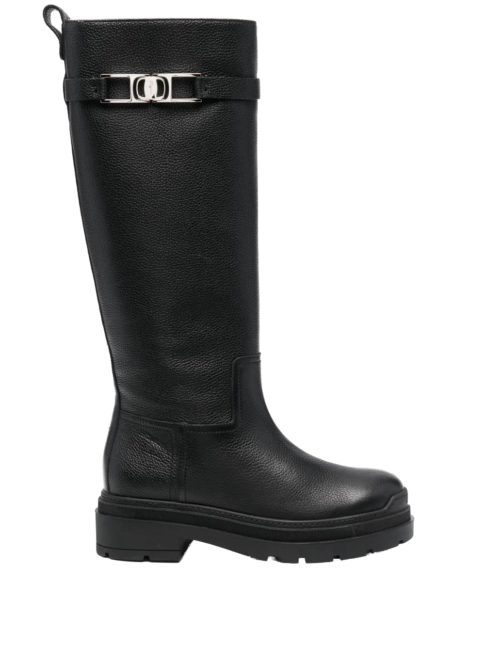 Ferragamo Vara Chain Boots — Black
