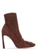 Roger Vivier Pointed-Toe Suede Boot — Brown