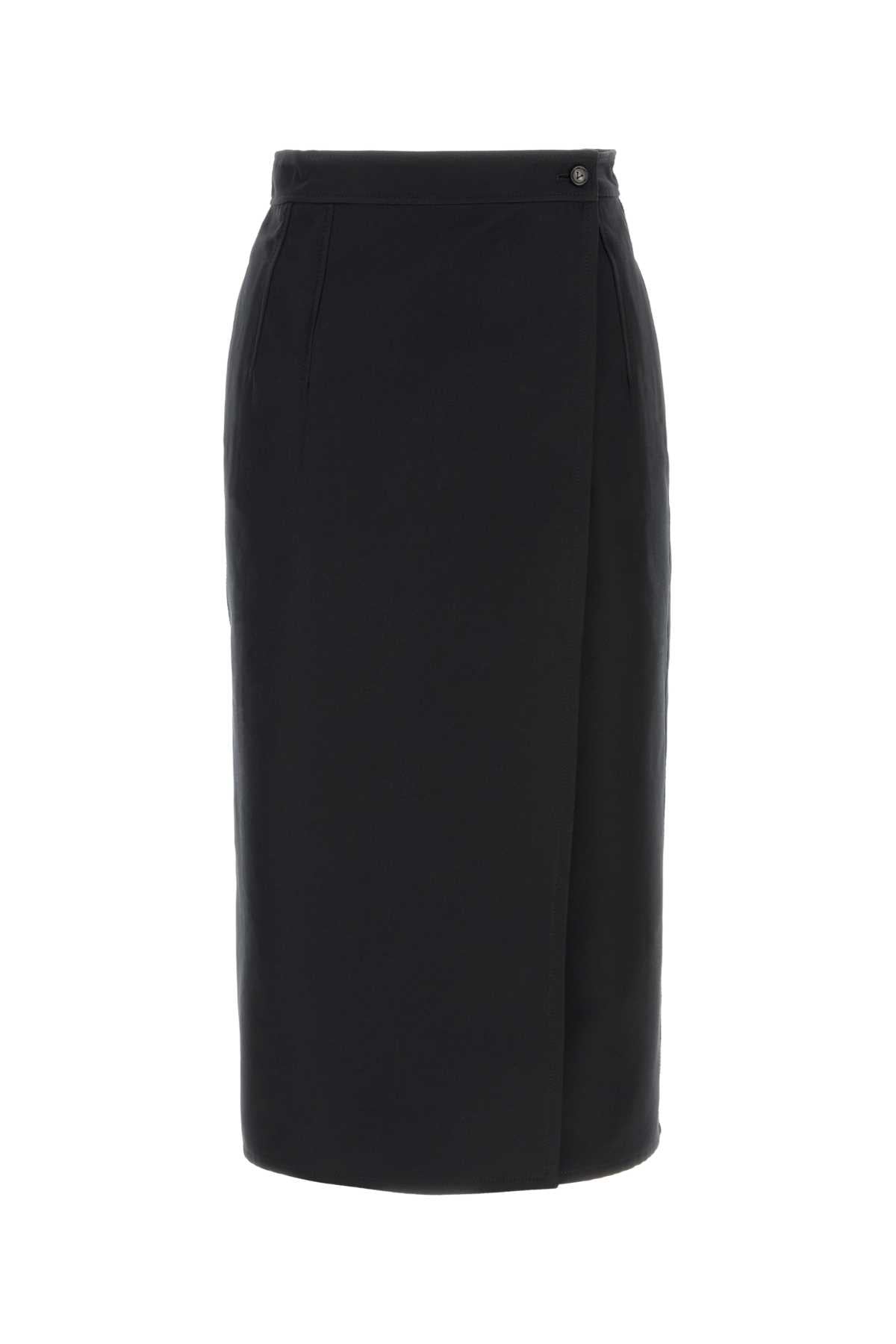 Bottega Veneta Cotton-Silk Pencil Skirt — Black