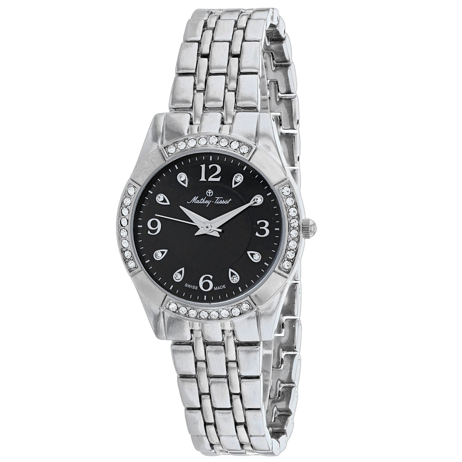 Mathey Tissot Crystal-Bezel Watch — Silver