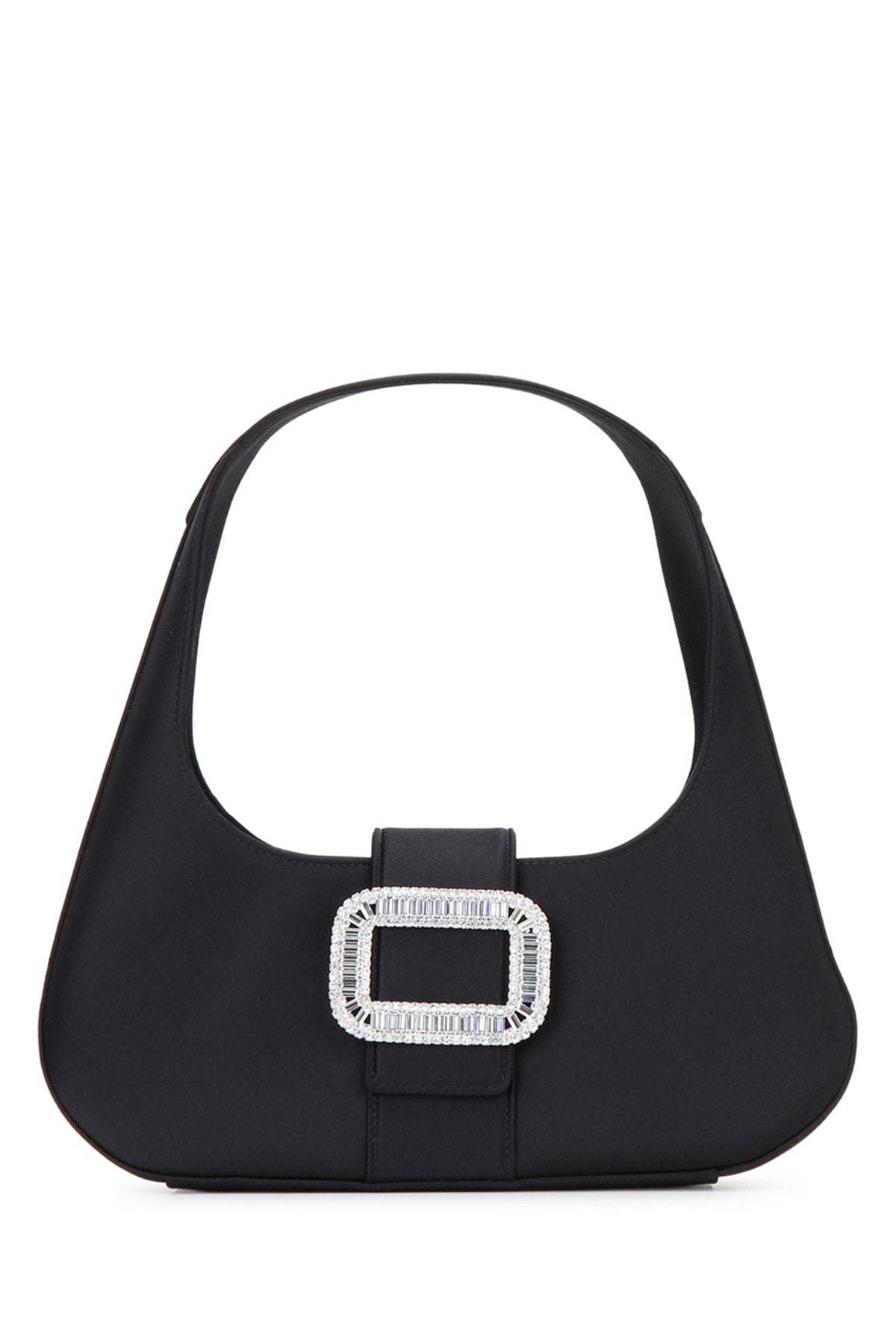 Roger Vivier Crystal-Buckle Shoulder Bag — Black