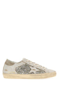 Golden Goose Deluxe Brand Glitter-Paneled Low-Top Sneaker — Beige