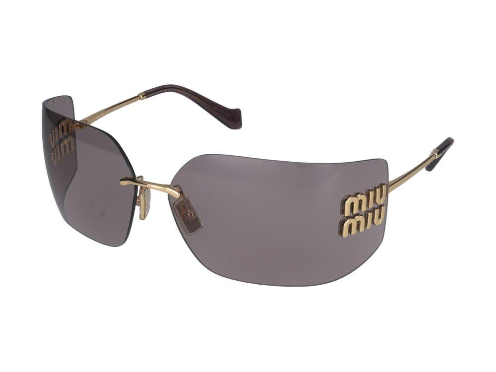 Miu Miu 0MU Logo-Embellished Metal Sunglasses — Gray