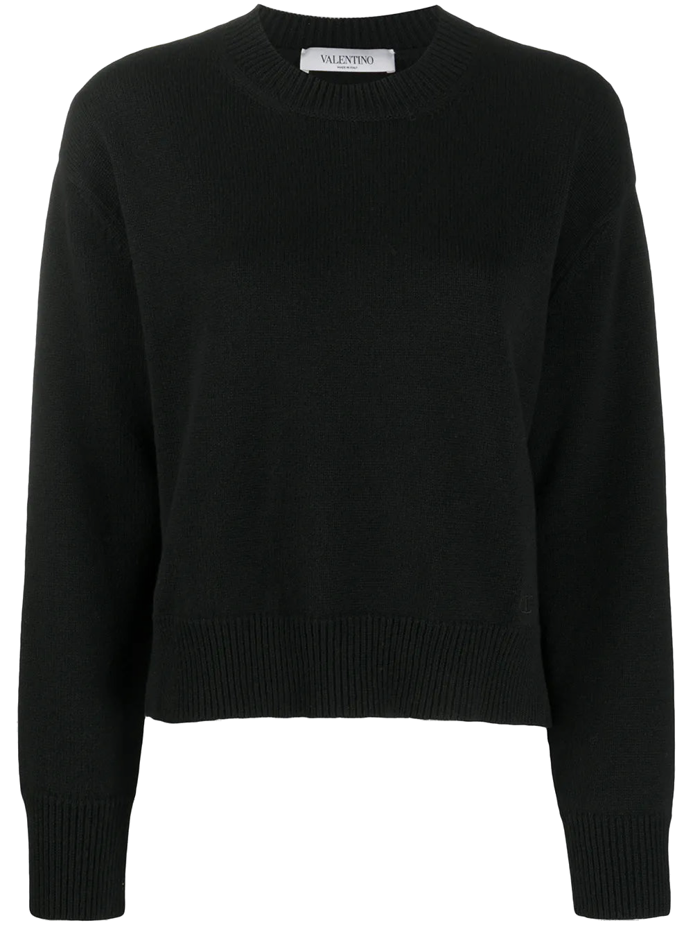 Valentino Cashmere Crew-Neck Sweater — Black