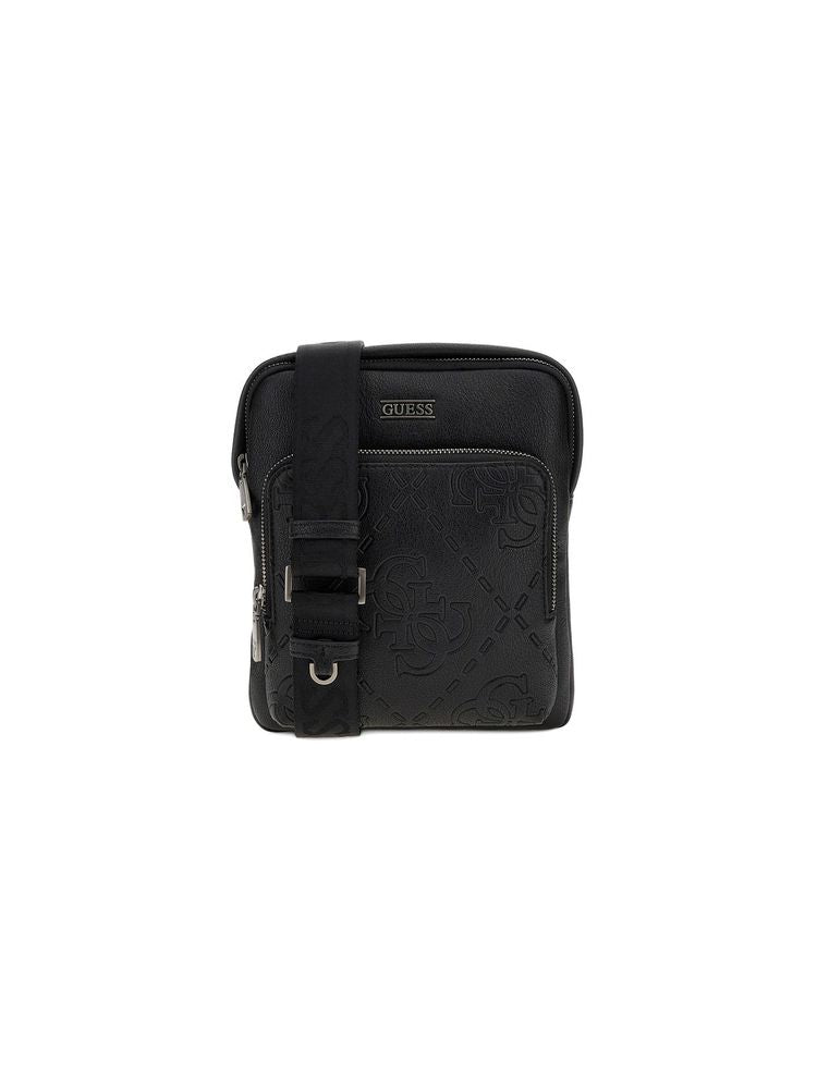 Guess Embossed Logo Crossbody Bag — Black