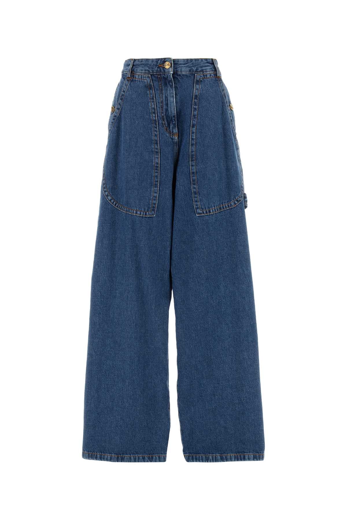 Etro High-Waist Wide-Leg Denim Jeans — Blue