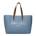 Jimmy Choo Logo-Embroidered Canvas Tote Bag — Blue