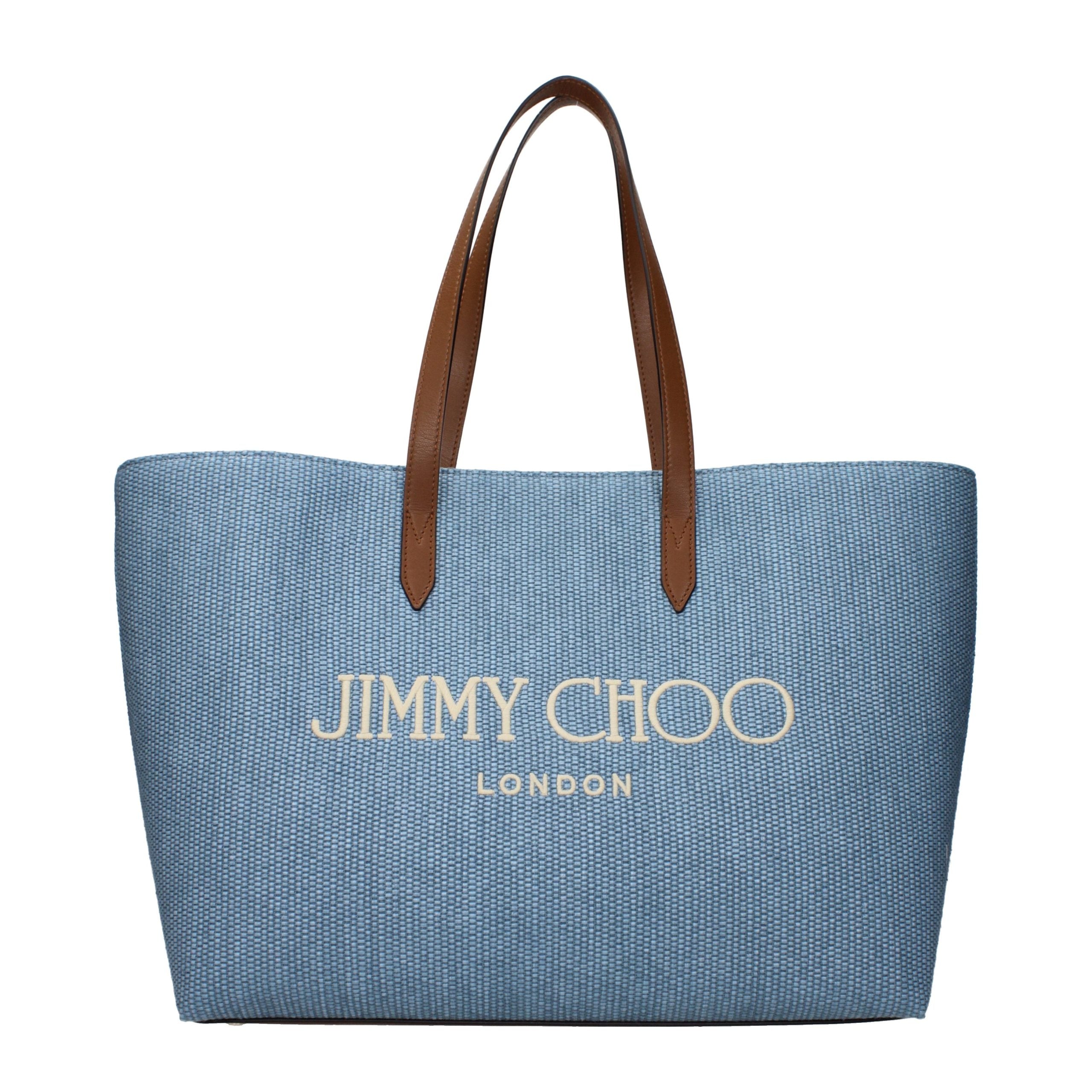 Jimmy Choo Logo-Embroidered Canvas Tote Bag — Blue