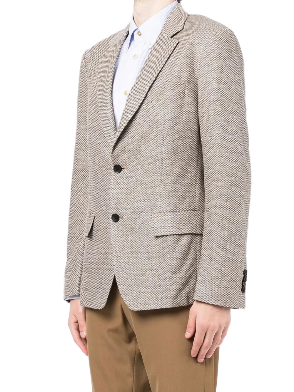Ferragamo Cotton-Linen Textured Blazer — Brown