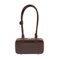 Self-Portrait Crocodile-Embossed Leather Shoulder Bag — Brown