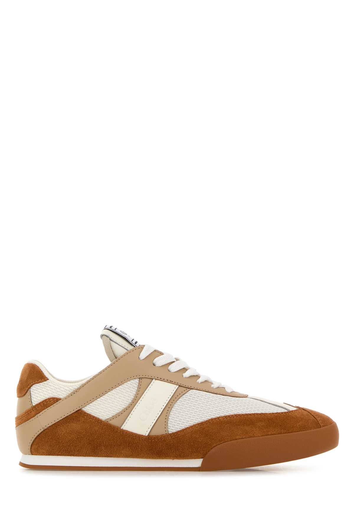 Chloé Suede and Fabric Colorblock Sneaker — Brown