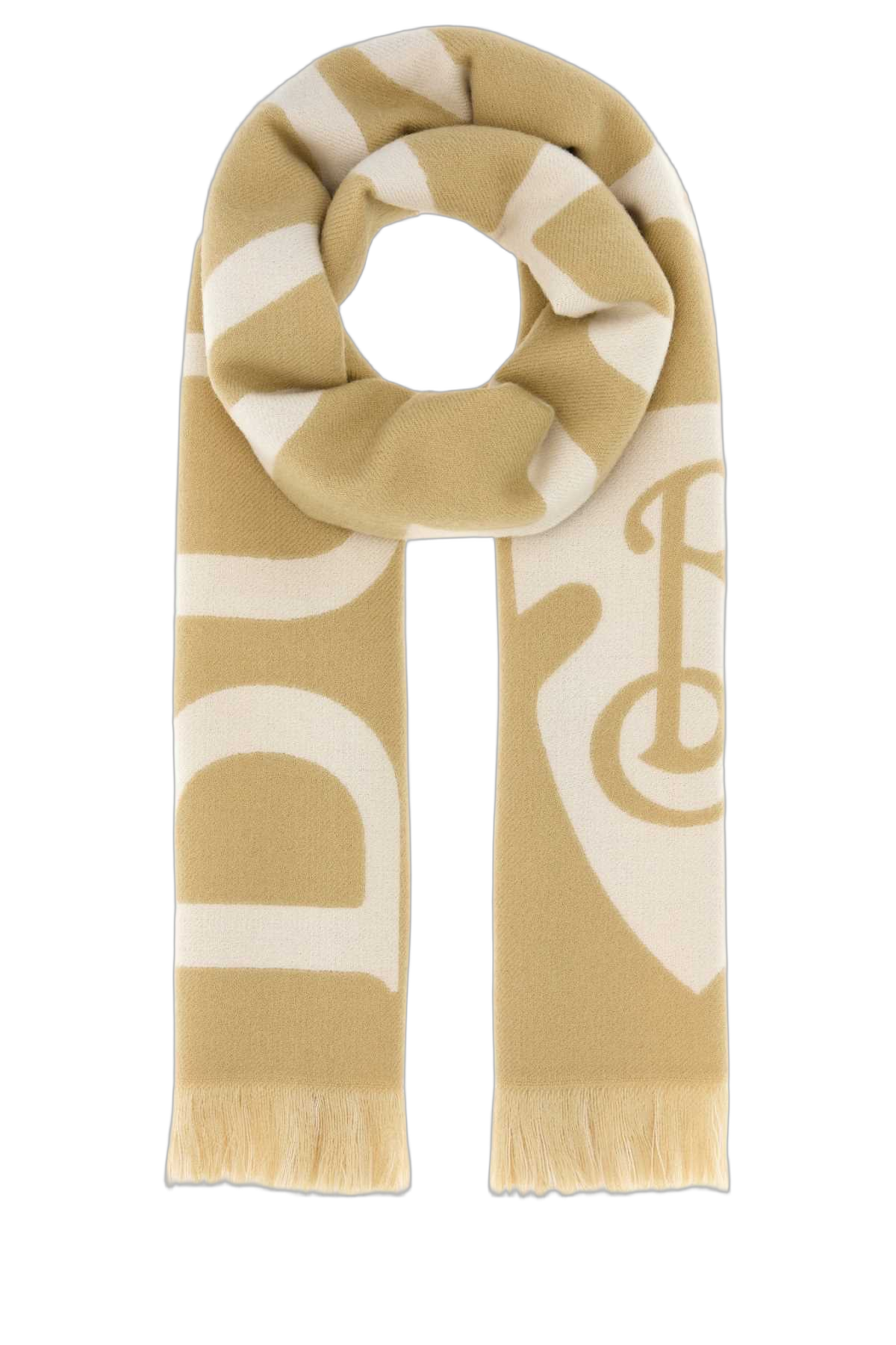 Burberry Monogram Wool Scarf — Beige