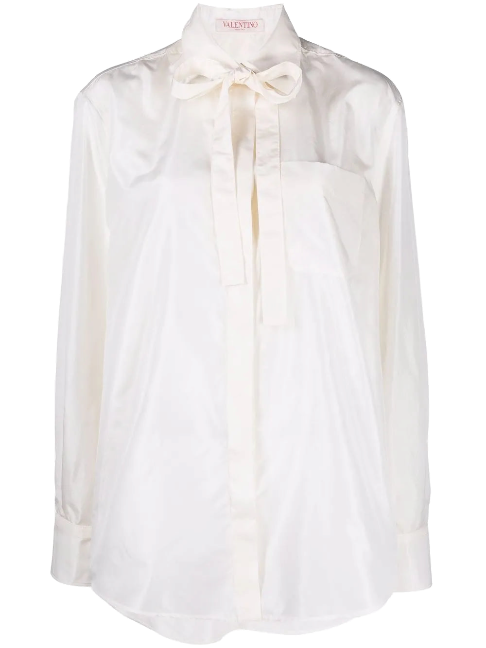 Valentino Silk Bow-Tie Shirt — White