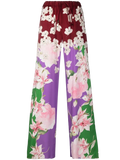 Valentino Floral-Print Stretch-Silk Trousers — Red