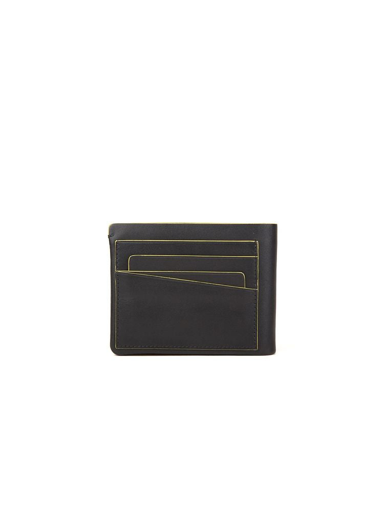 Momo Design Leather with Contrast Stitching Wallet — Black