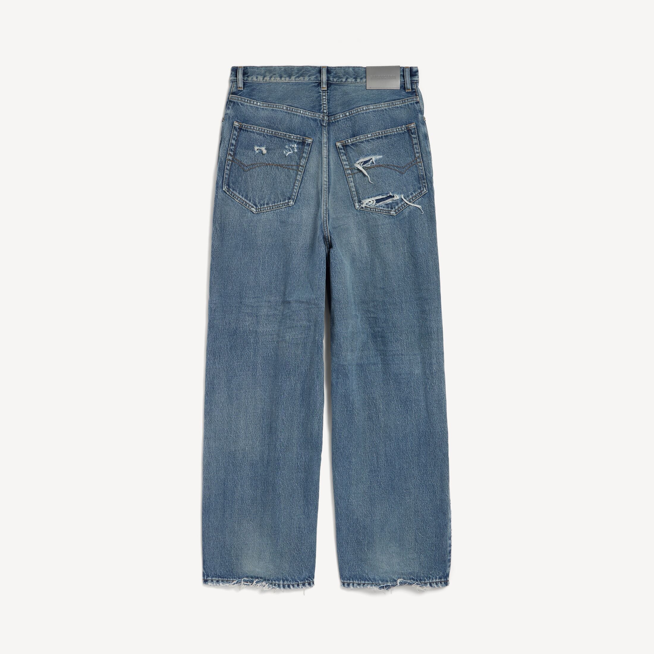 Balenciaga Distressed Baggy Fit Jeans — Blue