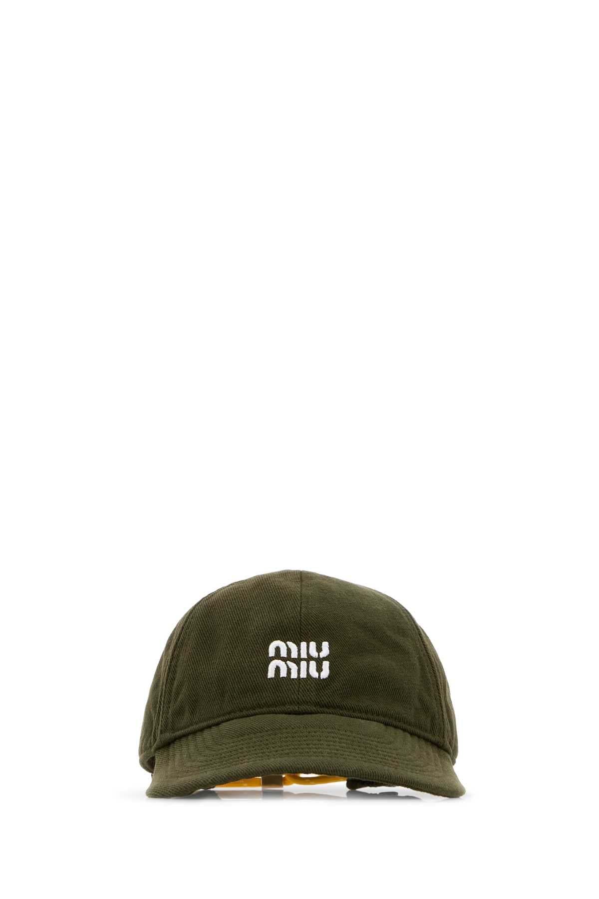 Miu Miu CAPPELLI Logo-Embroidered Cotton Baseball Cap — Green