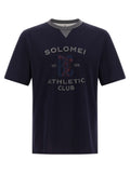 Brunello Cucinelli Logo-Graphic Cotton T-Shirt — Navy