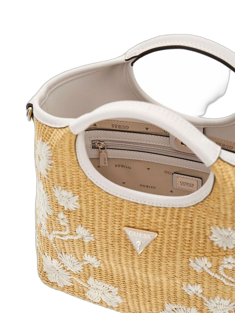 Guess Kirsten Mini Satchel Shoulder Bag — Beige