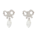Self-Portrait Bow Droplet Earrings — Silver