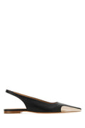 Off-White Metal-Tipped Leather Slingback Flat — Black